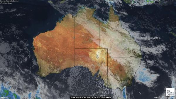 Australija Orų žemėlapis debesis 