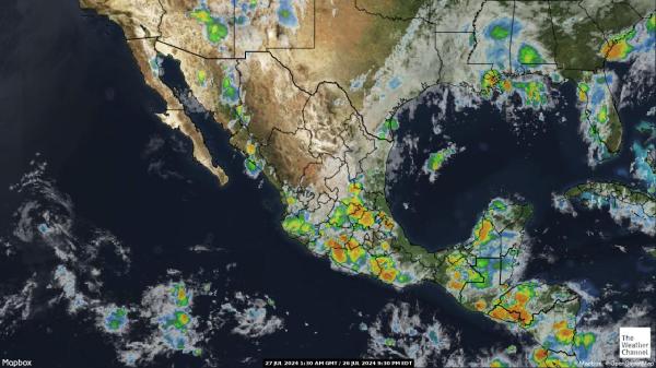 मध्य अमरीका मौसम बादल मानचित्र 