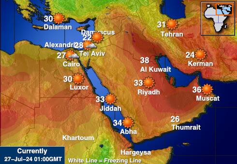 أفغانستان خريطة درجة حرارة الطقس 