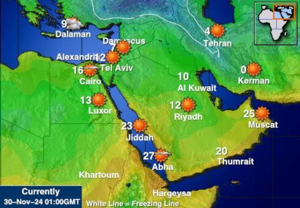 Afghanistan Harta temperaturii vremii 