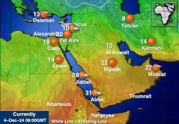 Afghanistan Weer temperatuur kaart 