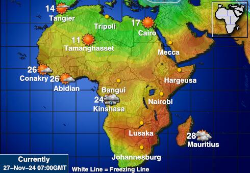 Africa Harta temperaturii vremii 