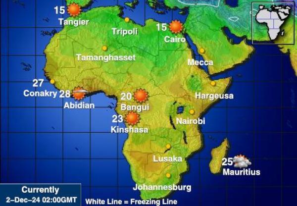 África Mapa de temperatura Tiempo 