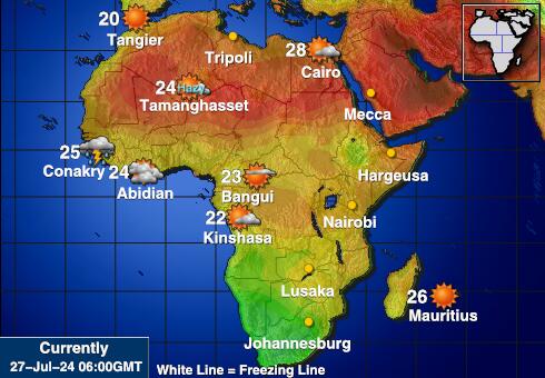 Африка Температурна карта за времето 