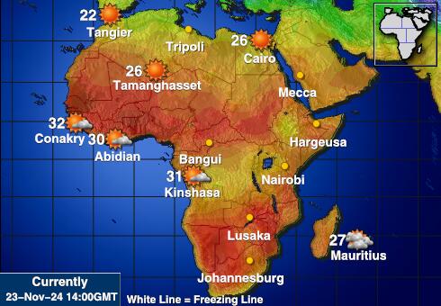 Afrika Vremenska prognoza, Temperatura, karta 