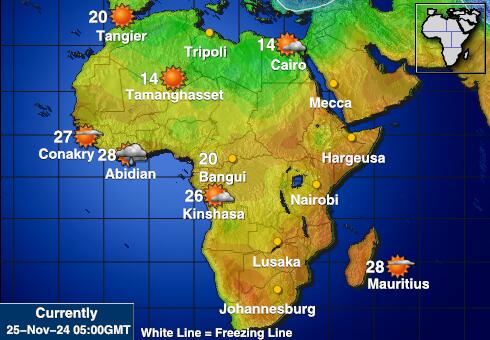 अफ्रीका मौसम का तापमान मानचित्र 