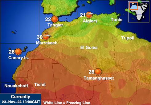 Algérie Carte des températures de Météo 