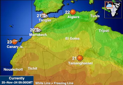 Algeria Mapa temperatura Tempo 