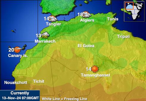Algéria Időjárás hőmérséklet térképen 