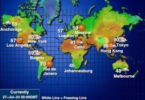 Samoa Americana Mapa de temperatura Tiempo 