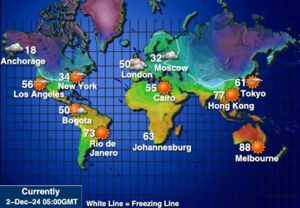 Samoa Americana Mapa de temperatura Tiempo 