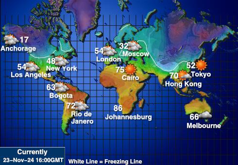 Samoa américaines Carte des températures de Météo 