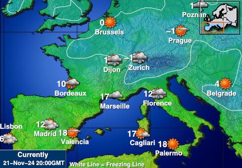 Andorra Weer temperatuur kaart 