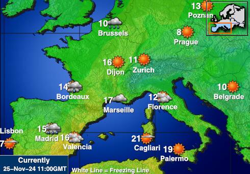 Andora Vremenska prognoza, Temperatura, karta 