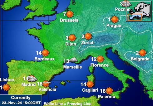 Andorra Vejret temperatur kort 