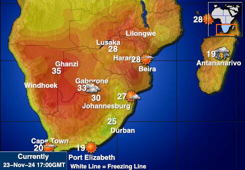 Angola Carte des températures de Météo 