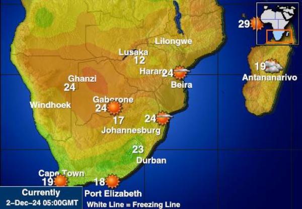 Angola Mapa de temperatura Tiempo 