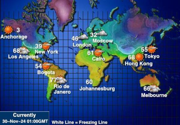 Antarctica Harta temperaturii vremii 