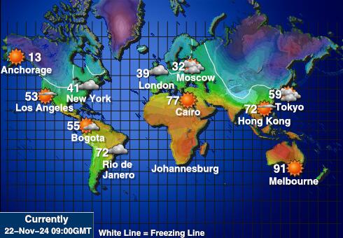 Antarctica Weer temperatuur kaart 