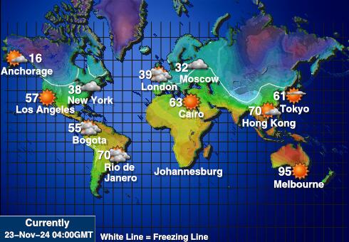 Antarctique Carte des températures de Météo 