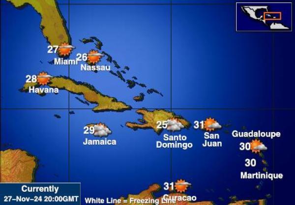 Antigua und Barbuda Wetter Temperaturkarte 