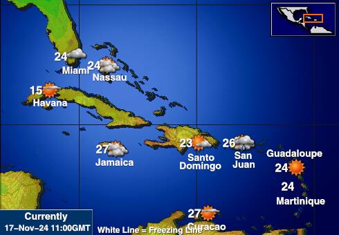 Antigva in Barbuda Vreme Temperatura Zemljevid 