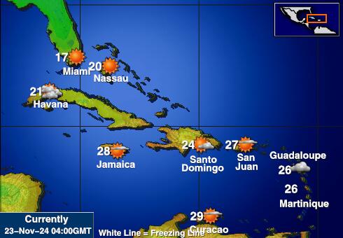 Antigua-et-Barbuda Carte des températures de Météo 