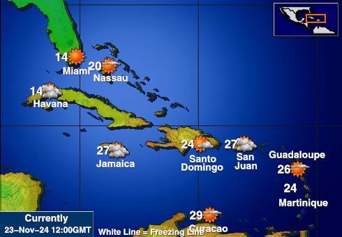 Antigua og Barbuda Vejret temperatur kort 