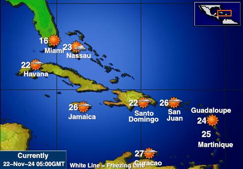 Antigua en Barbuda Weer temperatuur kaart 