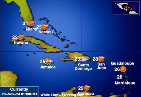 Antigva i Barbuda Vremenska prognoza, Temperatura, karta 