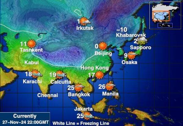 Armenija Vremenska prognoza, Temperatura, karta 