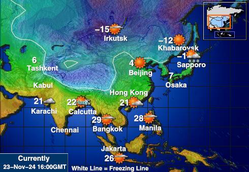 Arménie Carte des températures de Météo 