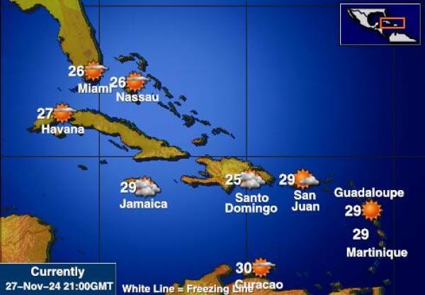 Aruba Vremenska prognoza, Temperatura, karta 