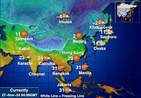 Asia Harta temperaturii vremii 