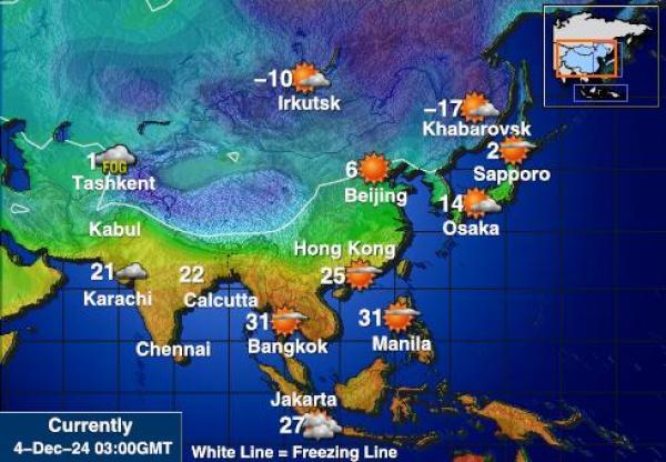 Aasia Ilm temperatuur kaart 