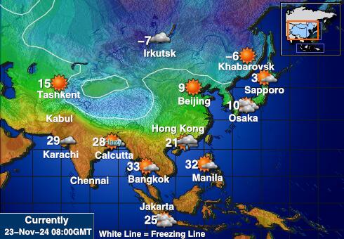 Asien Wetter Temperaturkarte 