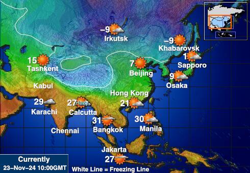 亞洲 天氣溫度圖 