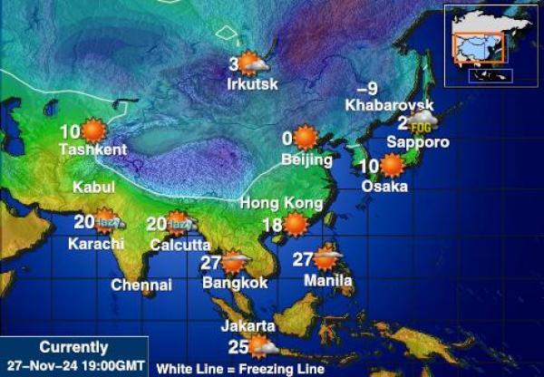 亚洲 天气温度图 