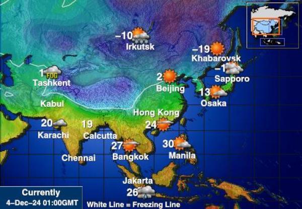 Azië Weer temperatuur kaart 