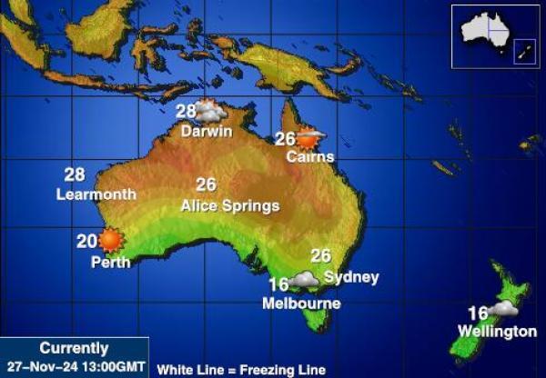 Australija Vremenska prognoza, Temperatura, karta 