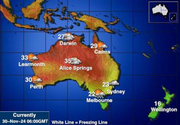 Australia Været temperatur kart 