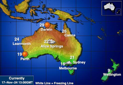 Австралия Температурна карта за времето 