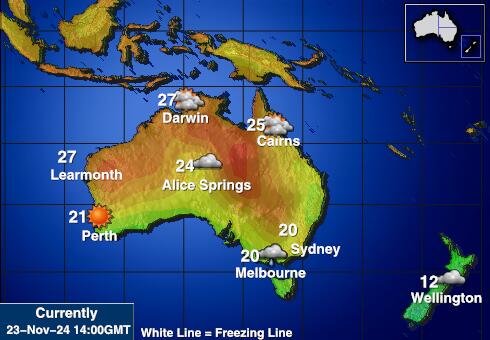 Australija Vremenska prognoza, Temperatura, karta 