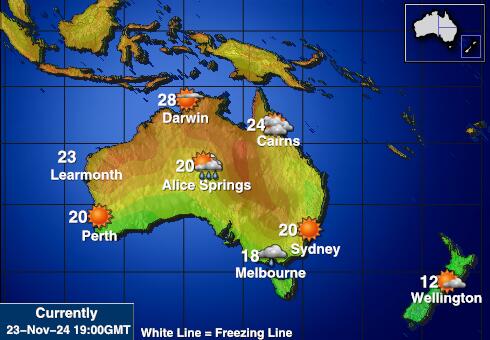 Australien Vädertemperaturkarta 