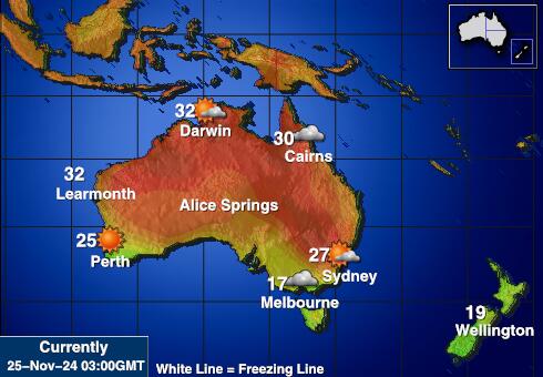 Australija Vremenska prognoza, Temperatura, karta 