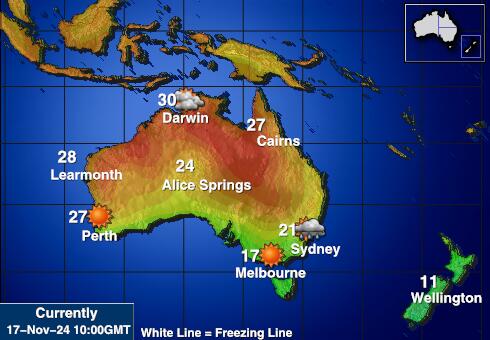 Austrália Mapa temperatura Tempo 