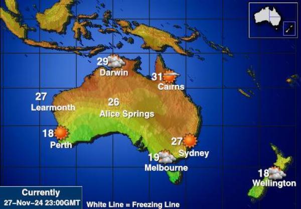 Australia Temperatura Mapa pogody 