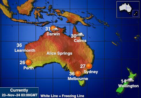 Australie Carte des températures de Météo 