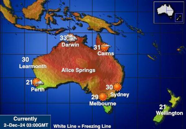 Australia Mapa de temperatura Tiempo 