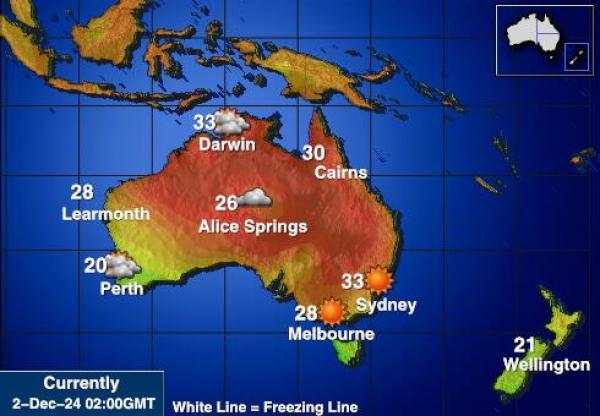 Australia Mapa de temperatura Tiempo 